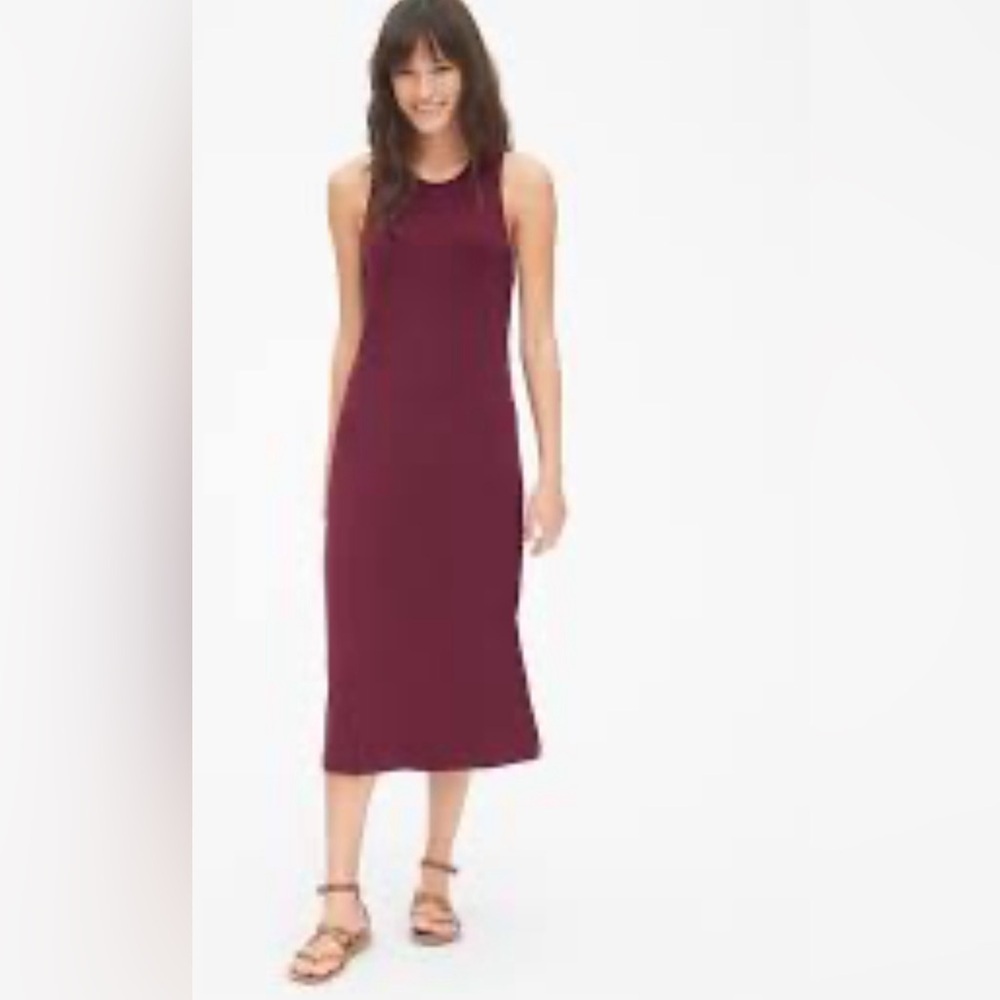 Twist-Back Tank Midi Dress Ruby Wine Size X-Small